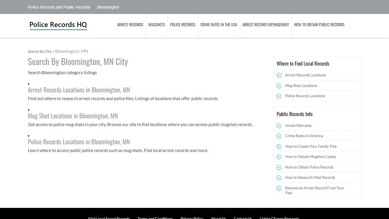Police Records in Bloomington, MN